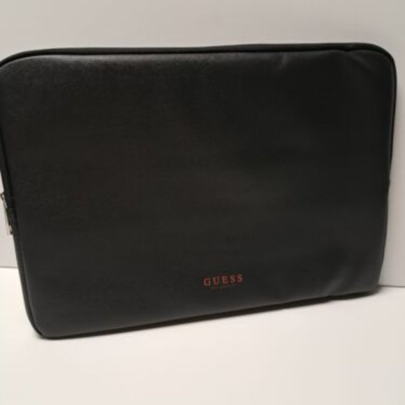 Guess Accessories New Guess Black Faux Leather Red Logo Laptop